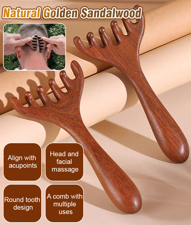 Golden Sandalwood Six-Claw Meridian Massage Comb