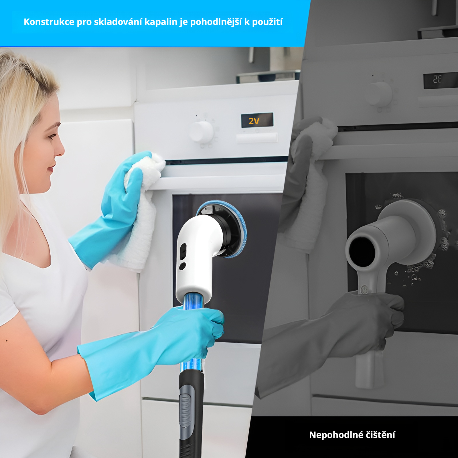 Elektrický kartáč na čištění koupelny s dávkovačem saponátu