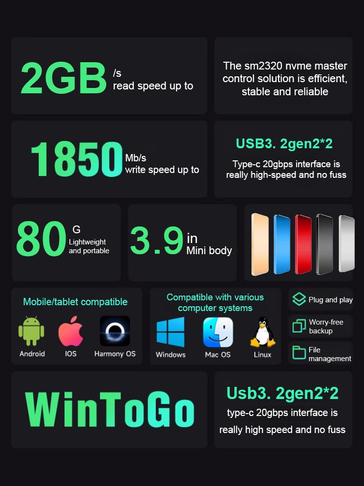 16t extremely thin large capacity mini portable ssd