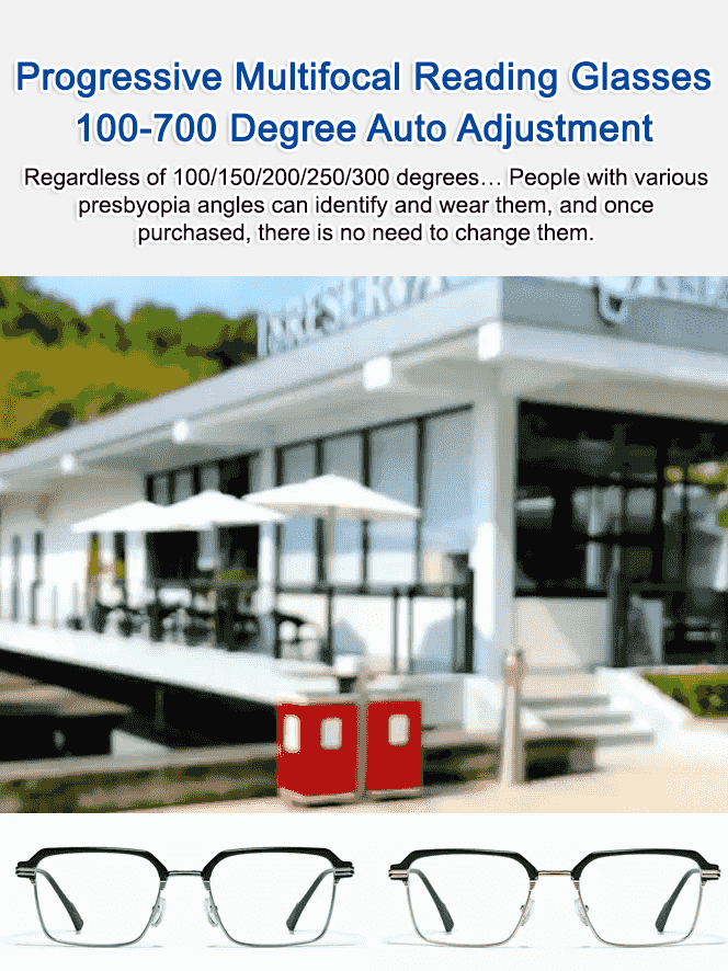 Auto-Focus Eyeglasses with Adjustable Eyebrow Frame and Blue Light Blocking for Presbyopia