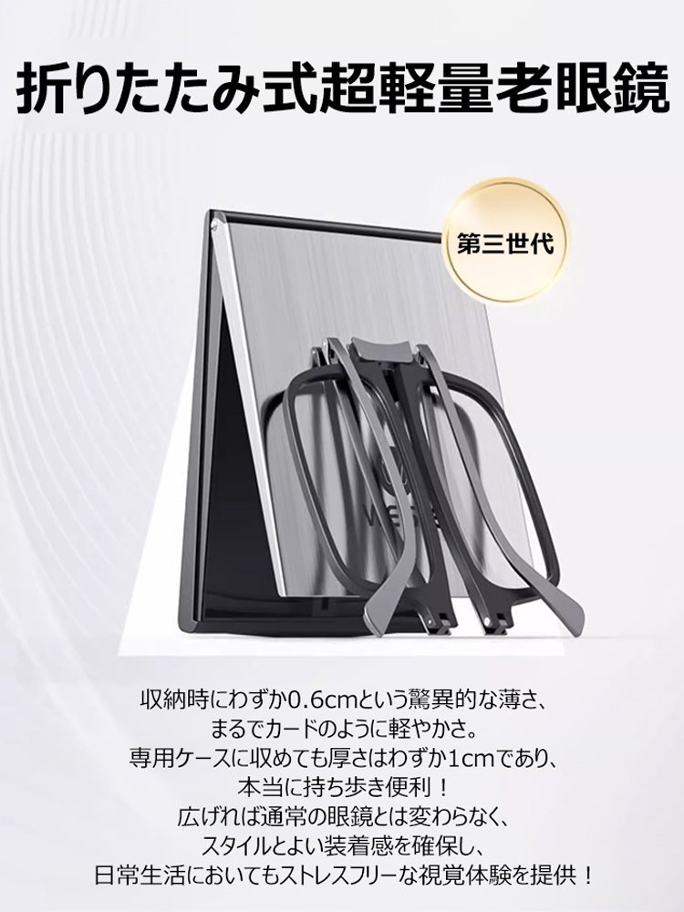 折りたたみ式超軽量薄型老眼鏡