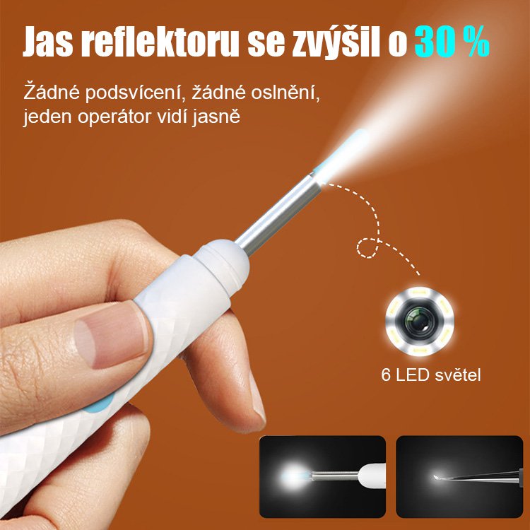 Viditelná lžíce na čištění uší, šikovný nástroj na čištění uší.