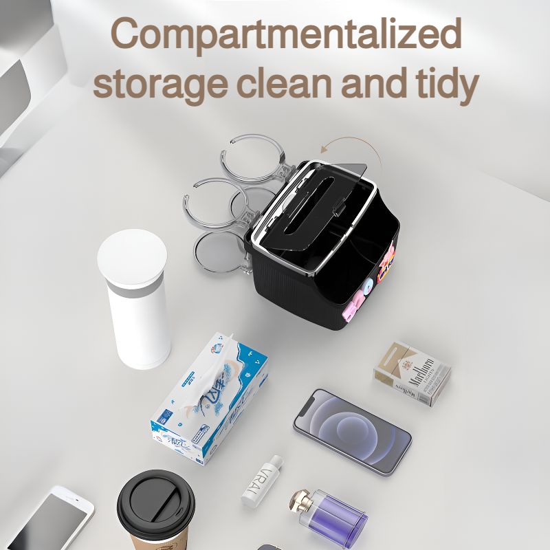 Car Armrest Box Upgraded 2 in 1 Storage Cup Holder Tissue Box