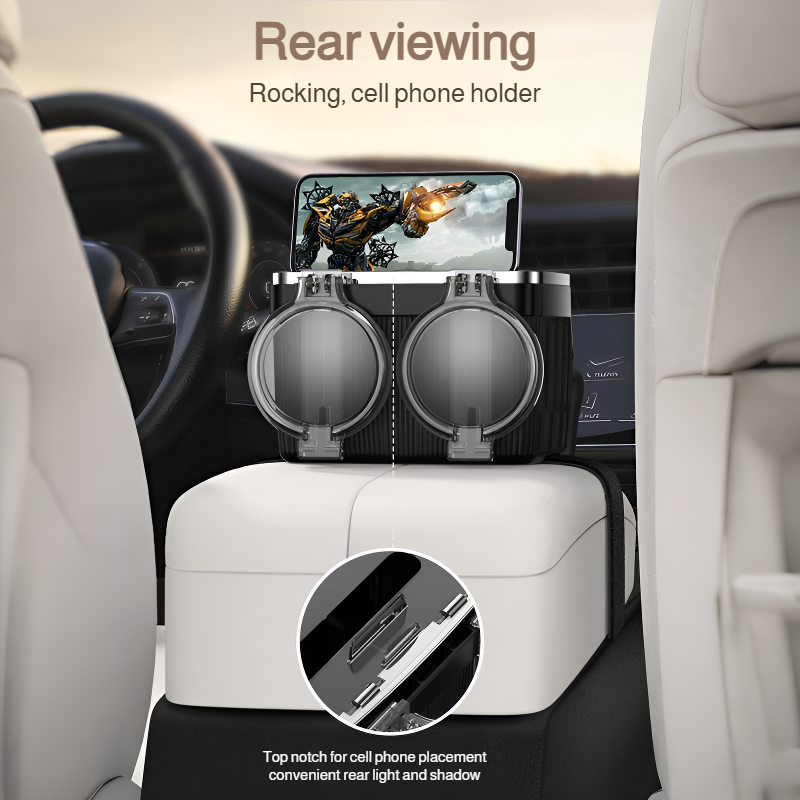 Car Armrest Box Upgraded 2 in 1 Storage Cup Holder Tissue Box