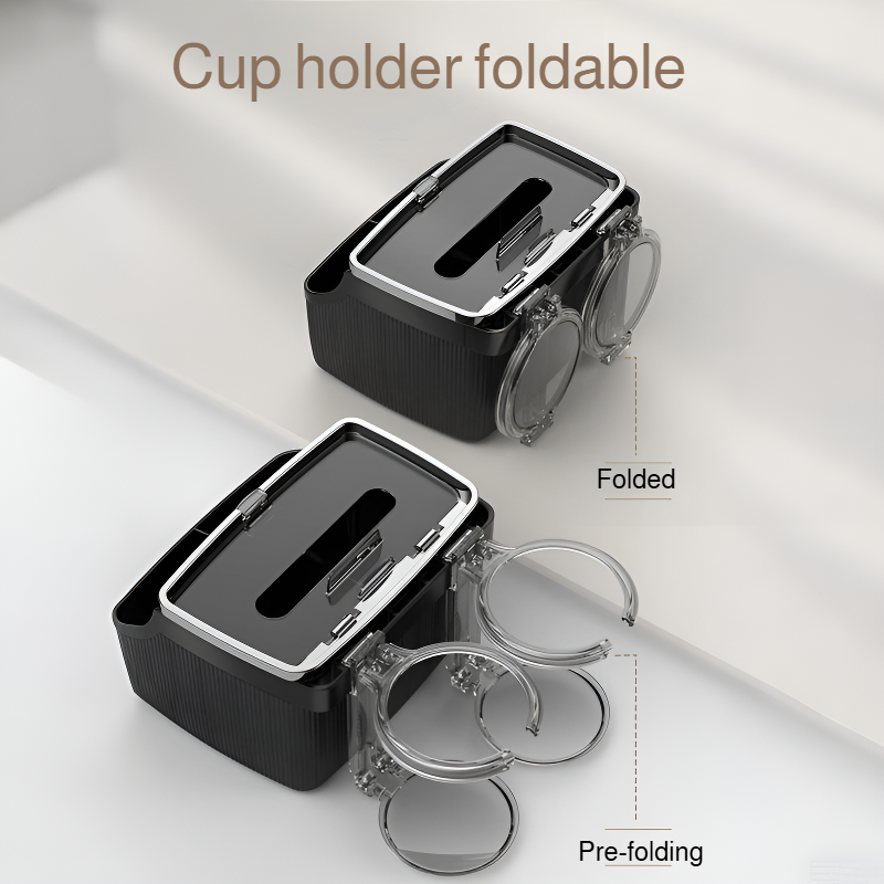 Car Armrest Box Upgraded 2 in 1 Storage Cup Holder Tissue Box
