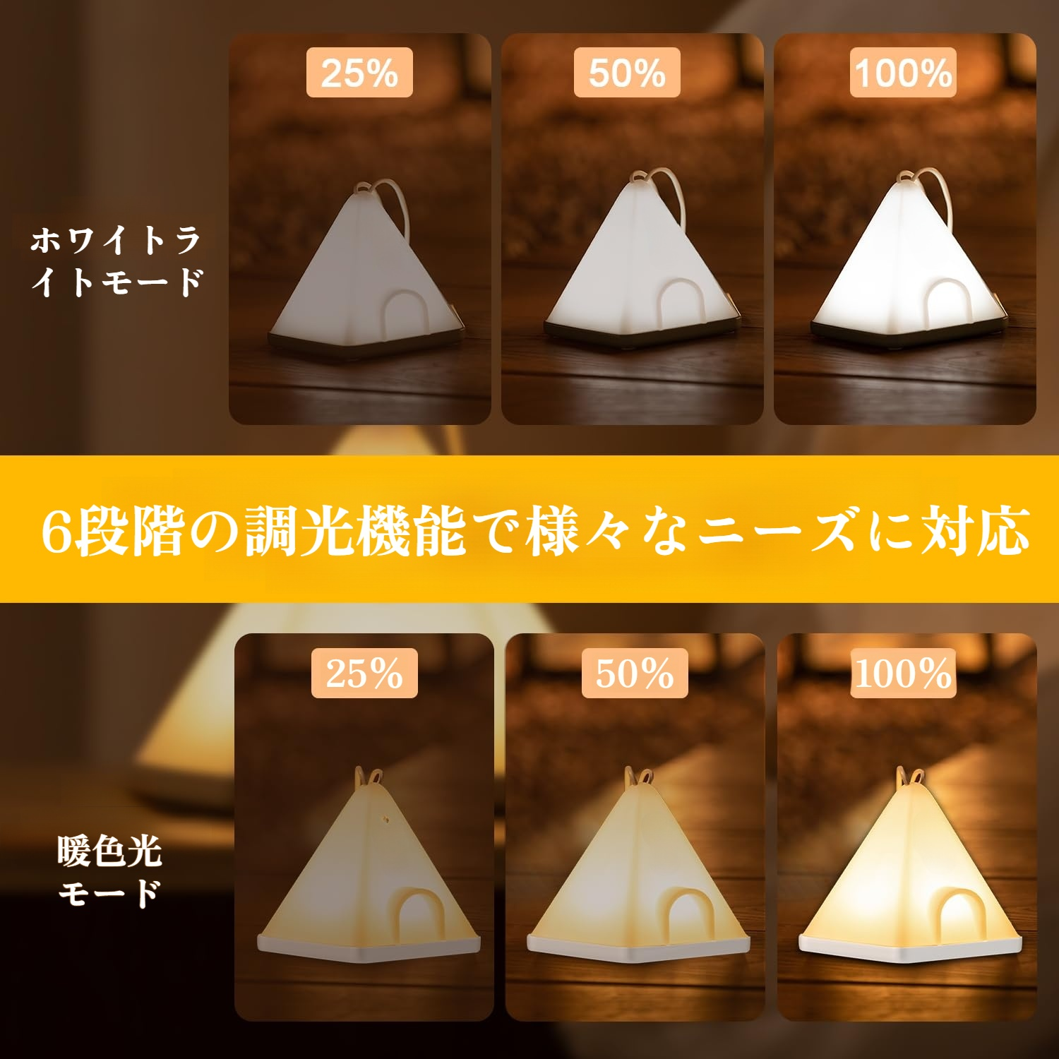 USB充電式のポータブルナイトライト