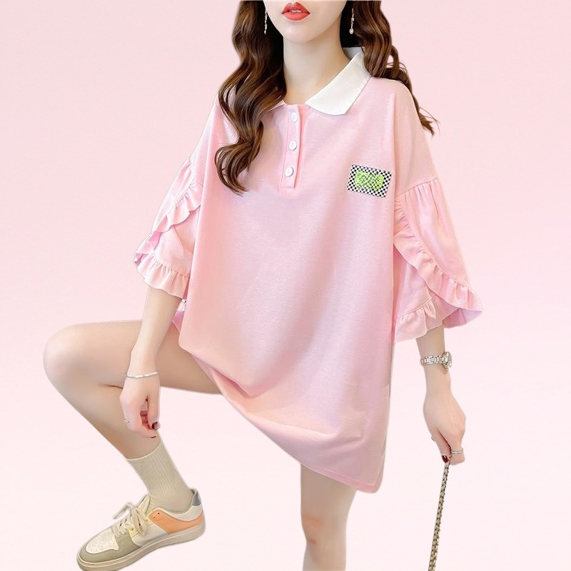 レディース夏ファッションニッチカラー半袖Tシャツ