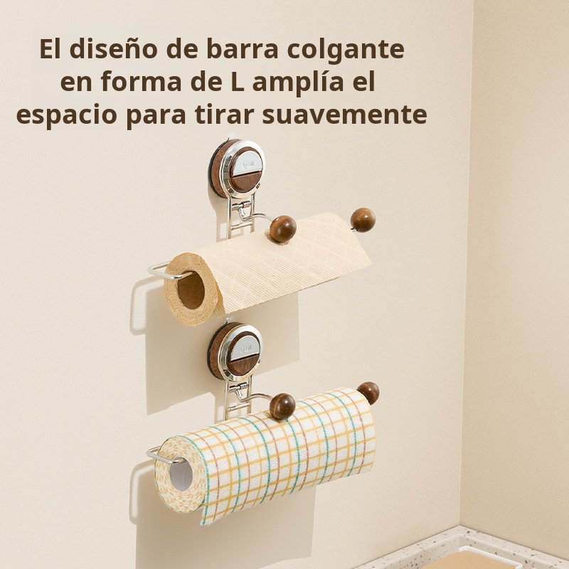 Rollo de trapo con ventosa, estante de almacenamiento de papel, toalla de mano de cocina montada en 