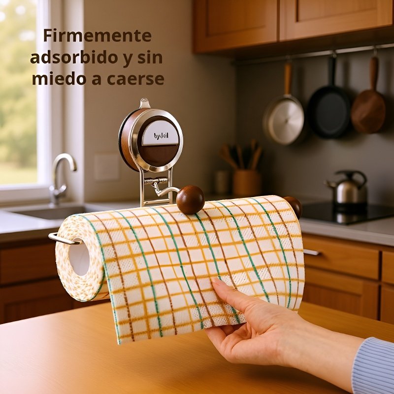 Soporte de almacenamiento de pared con ventosa para trapos y papel, diseño desmontable