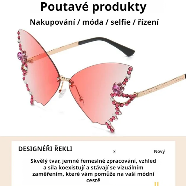  Diamantový motýlí bezrámové sluneční brýle na zeštíhlení obličeje