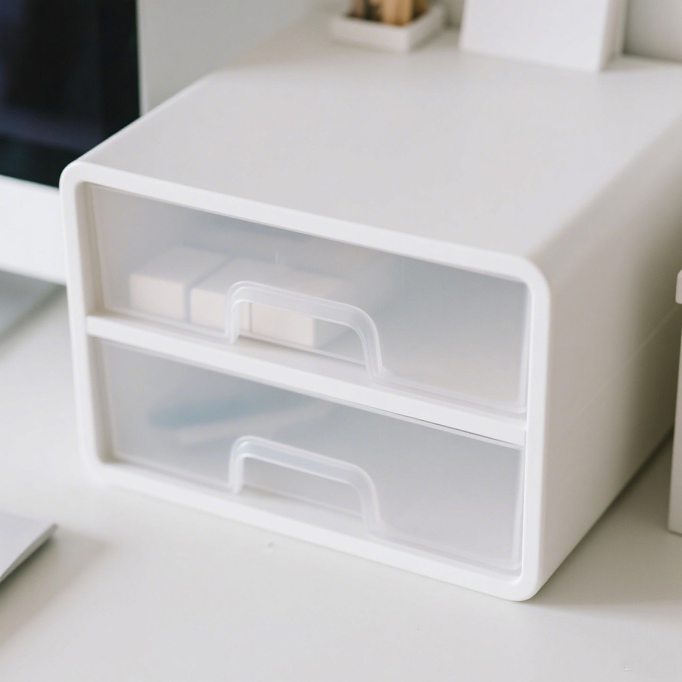 引き出し式デスクトップ収納ボックス