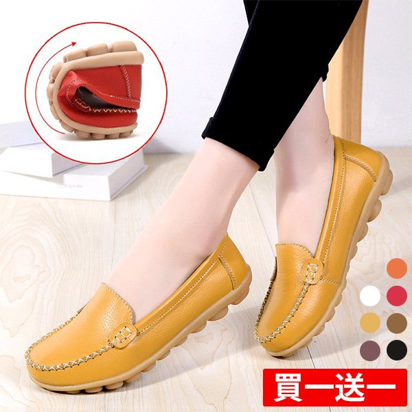 【カジュアルシューズ】牛革 コンフォート　フラットシューズ 手作り ゴム粒