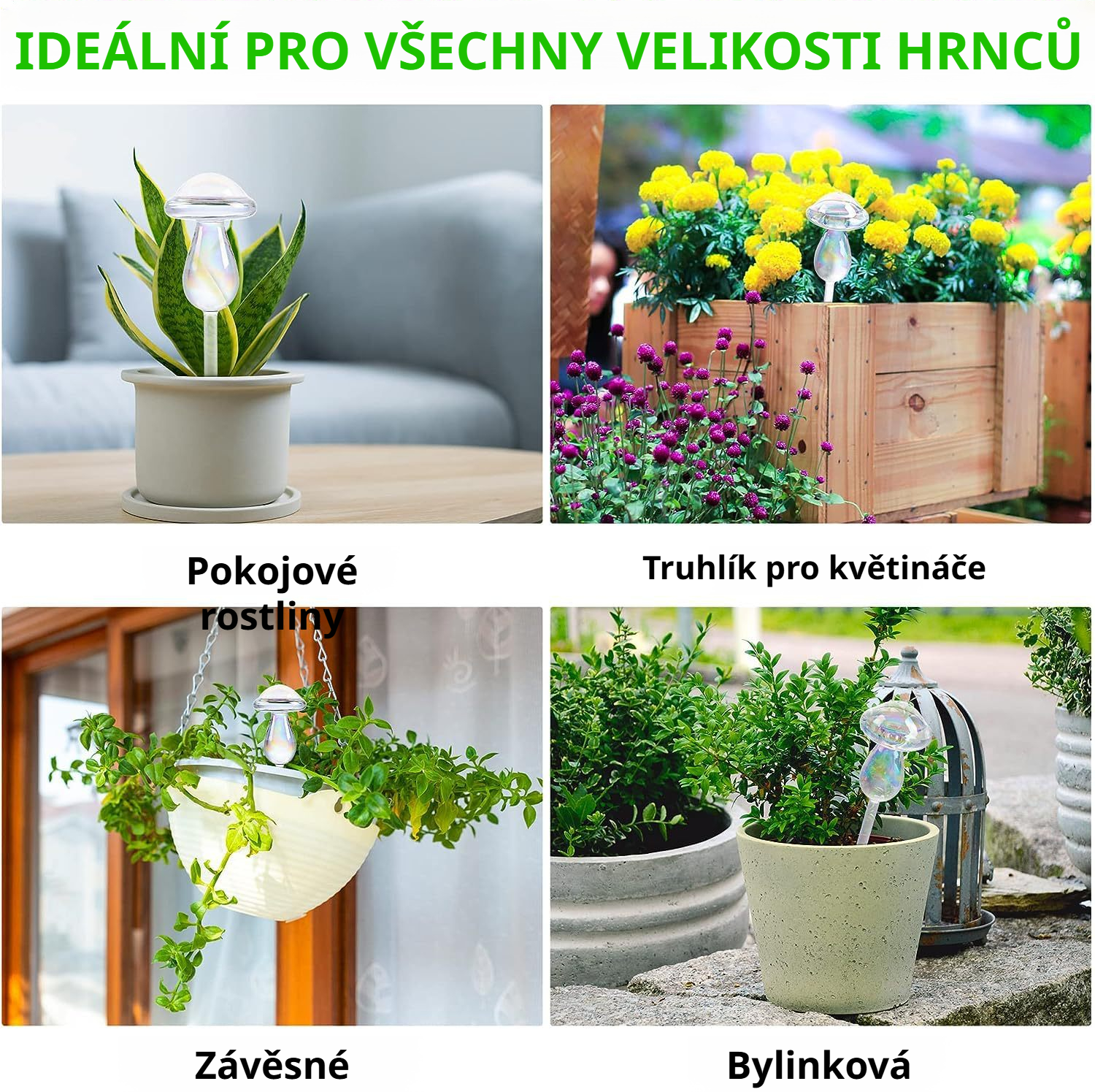 Praktická zavlažovací koule v interiéru