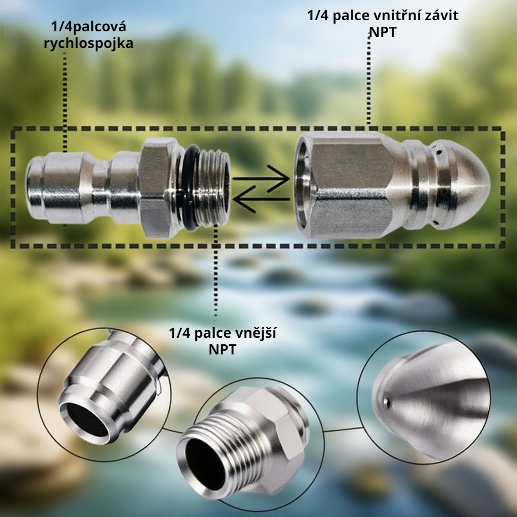 Silná čisticí tryska na potrubí