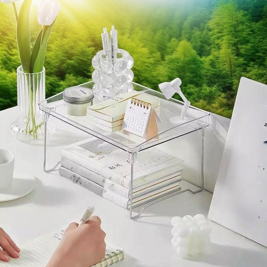 Support de rangement en acrylique pour tasses, étagère de bureau pliable à plusieurs niveaux