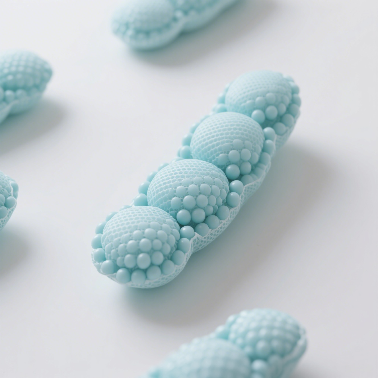 Gros plan sur la texture douce du coussin haricot glacé