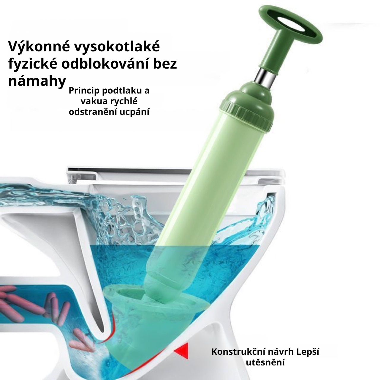 Výkonný vakuový zvon na toaletu, kožený zvon na čištění odpadů