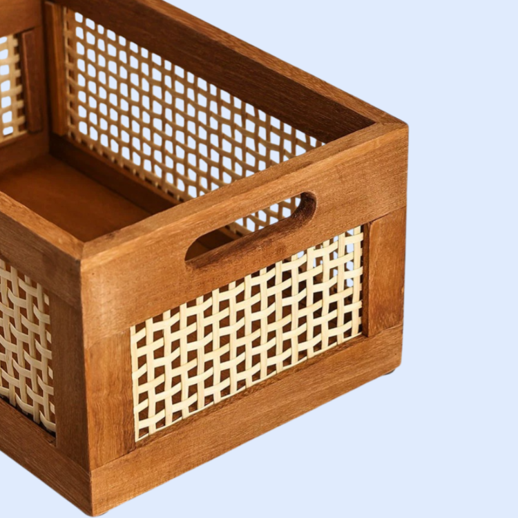 Hollow rattan kitchen storage box