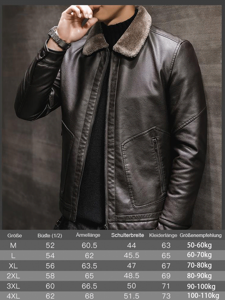 Herren gefütterte und verdickte Lederjacke
