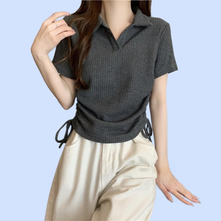 디자인 감각 여성용 폴라넥 반팔