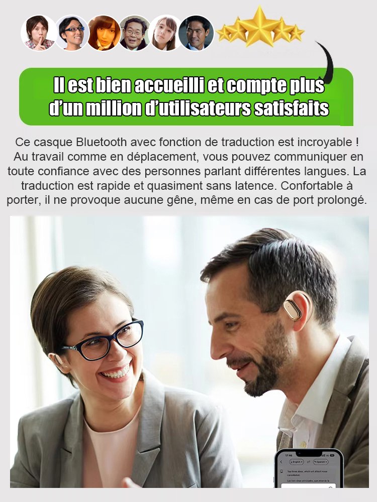 Traduit en 144 langues Écouteurs de traduction intelligents Bluetooth haute vitesse