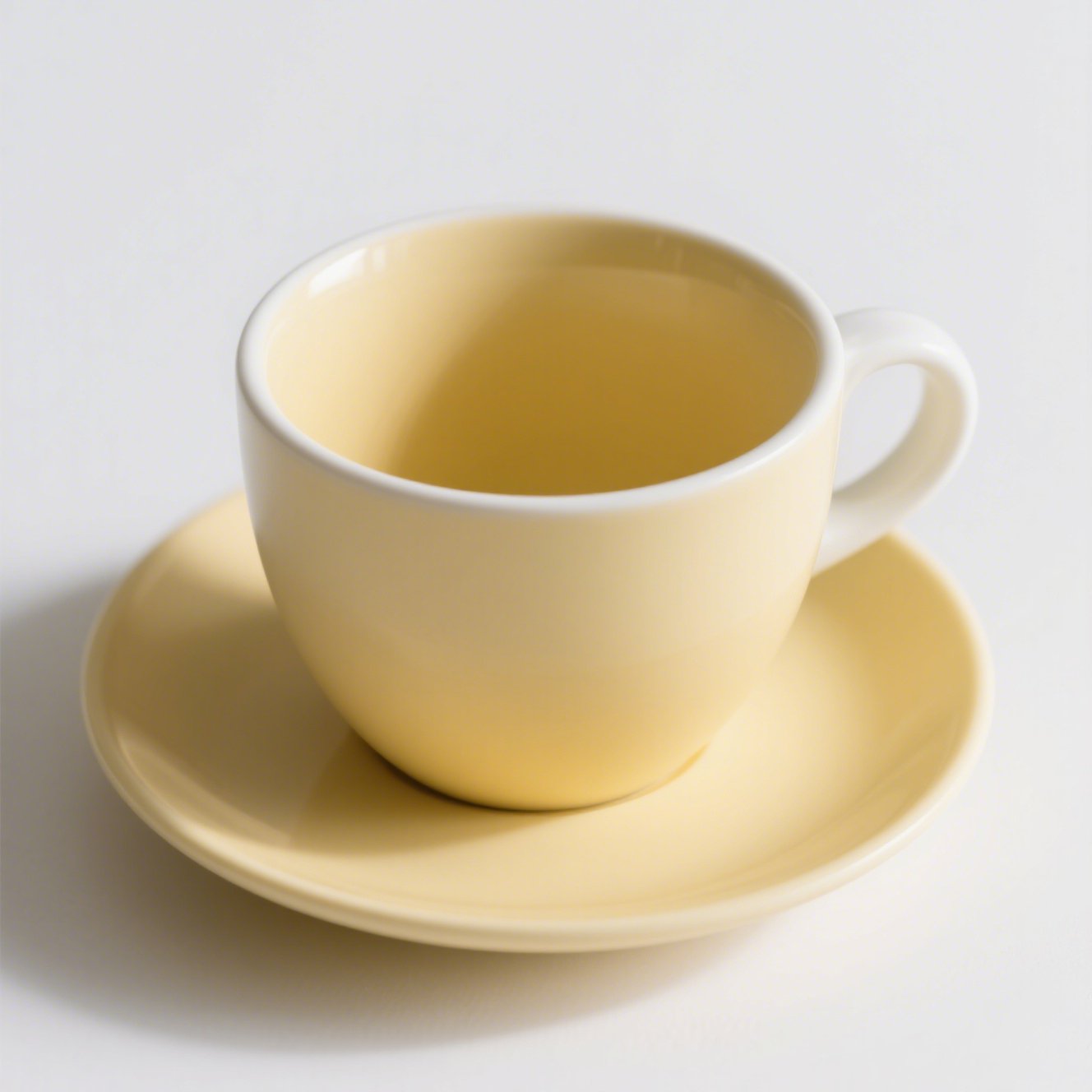 Detail keramického žlutého šálku na kávu