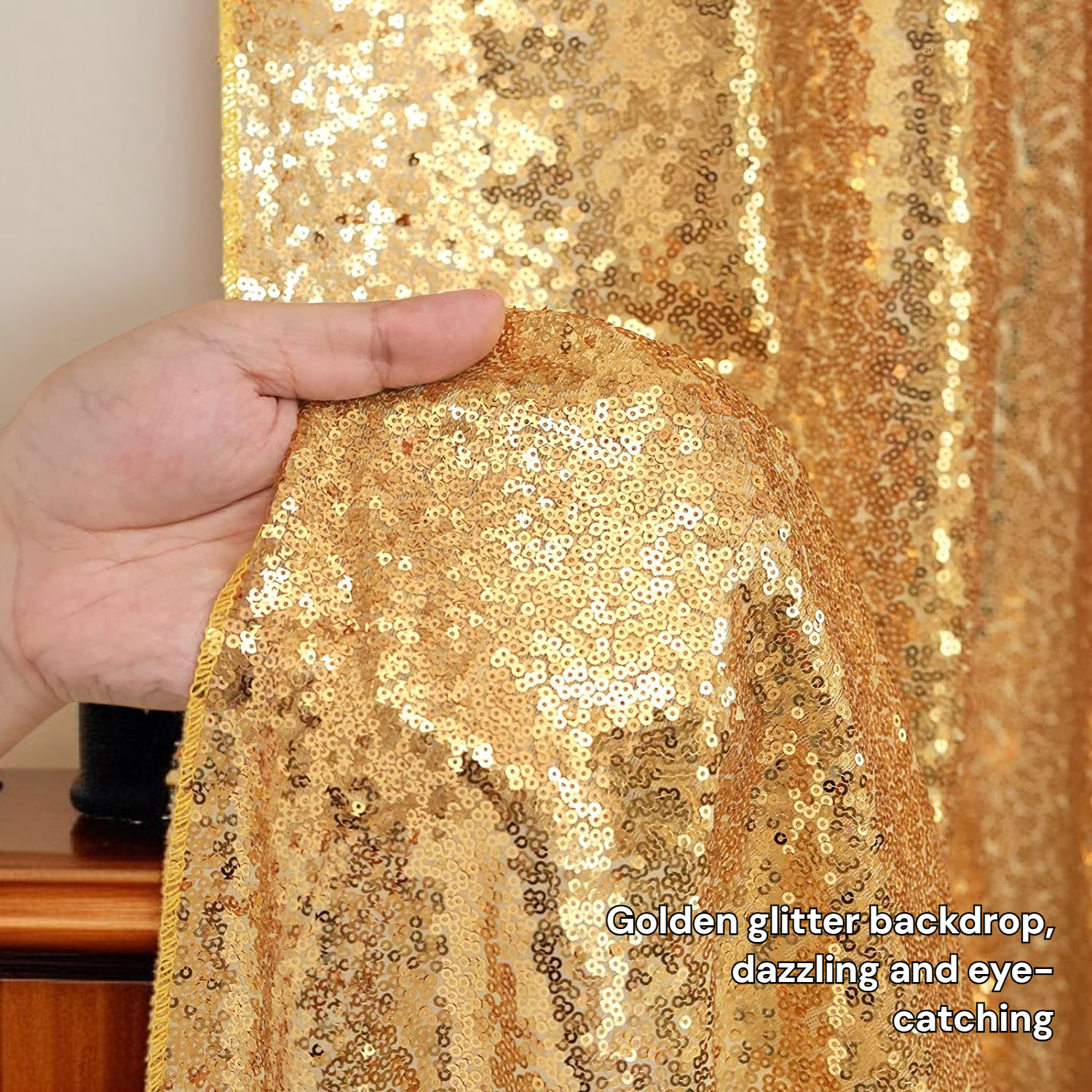 Gold sequin fantasy curtains