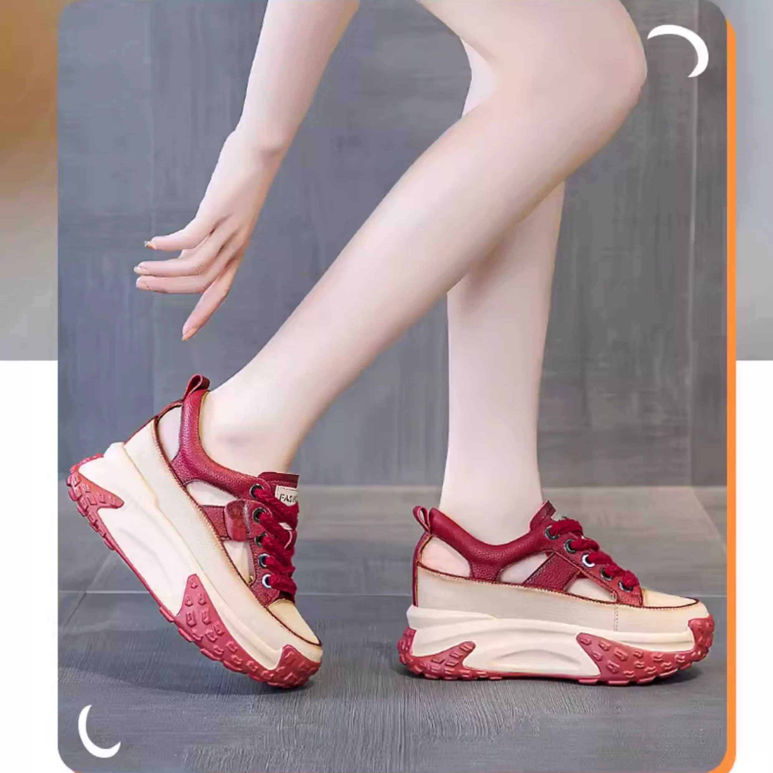 여성 스포츠 샌들 빈티지 가방 통굽 아빠 키높이 펀칭 샌들