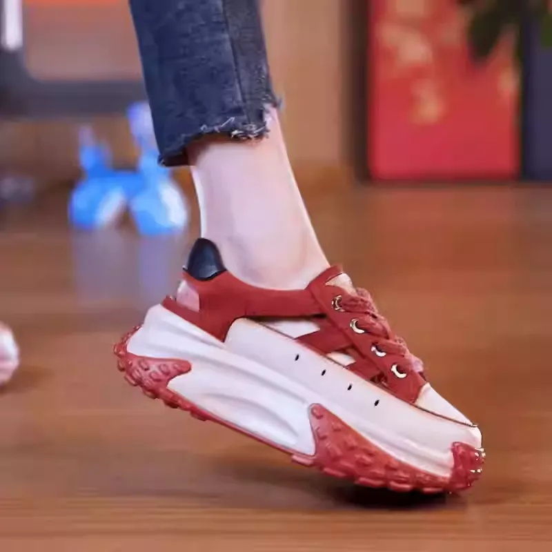 여성 스포츠 샌들 빈티지 가방 통굽 아빠 키높이 펀칭 샌들