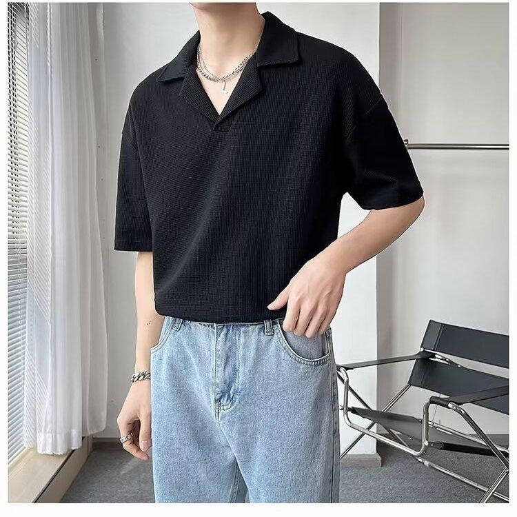 남자 여름 캐주얼 와플 반팔티셔츠 아이스 반팔티셔츠 남자 여름 와플 반팔티셔츠 아이스티셔츠