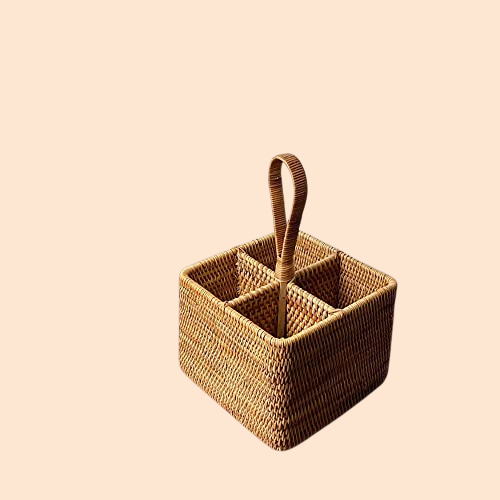 越南藤編製純手工收納盒 茶几收納籃 遙控器紅酒圓形收納架