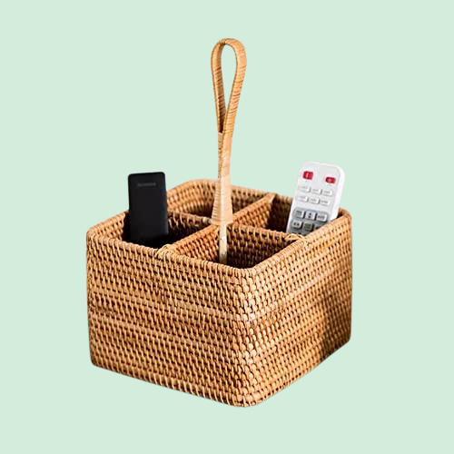 越南藤編製純手工收納盒 茶几收納籃 遙控器紅酒圓形收納架