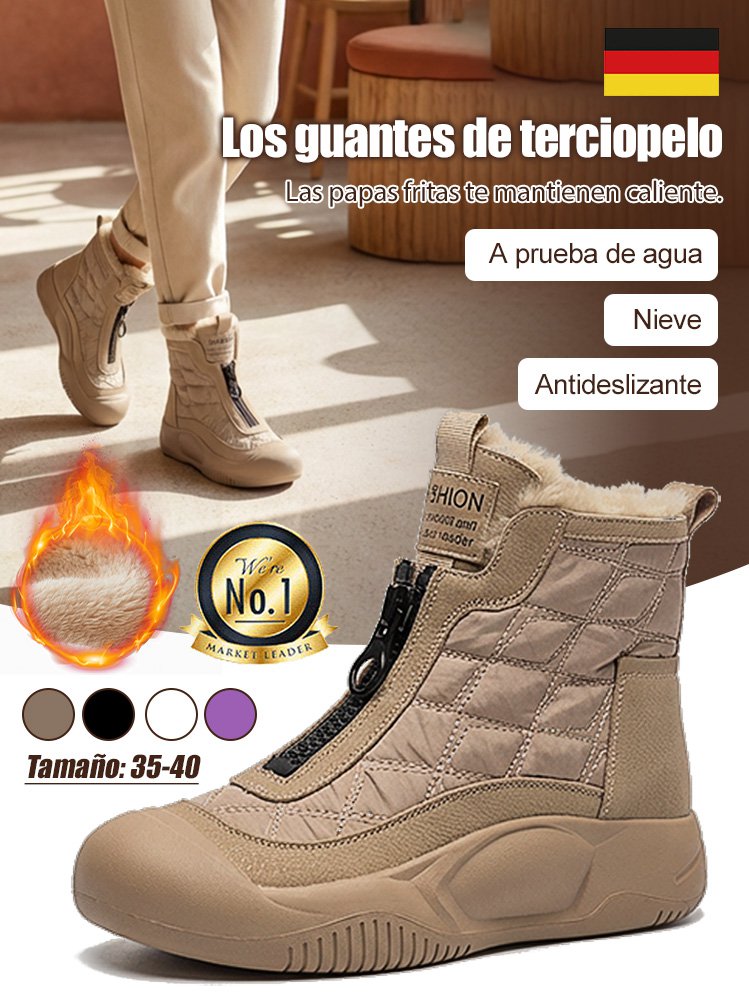 【Forro de puro cachemir】Zapatos casuales de mujer de caña alta en piel suave hechos a mano.