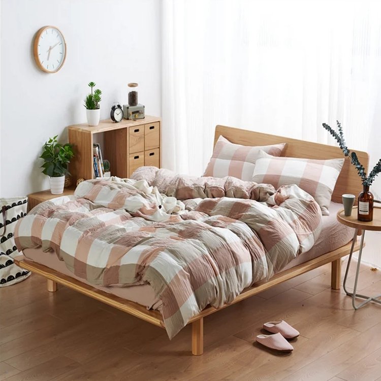 【寝具カバー4点セット】天然ウォッシュコットン　柔らかく快適　より質の良い睡眠をサポート