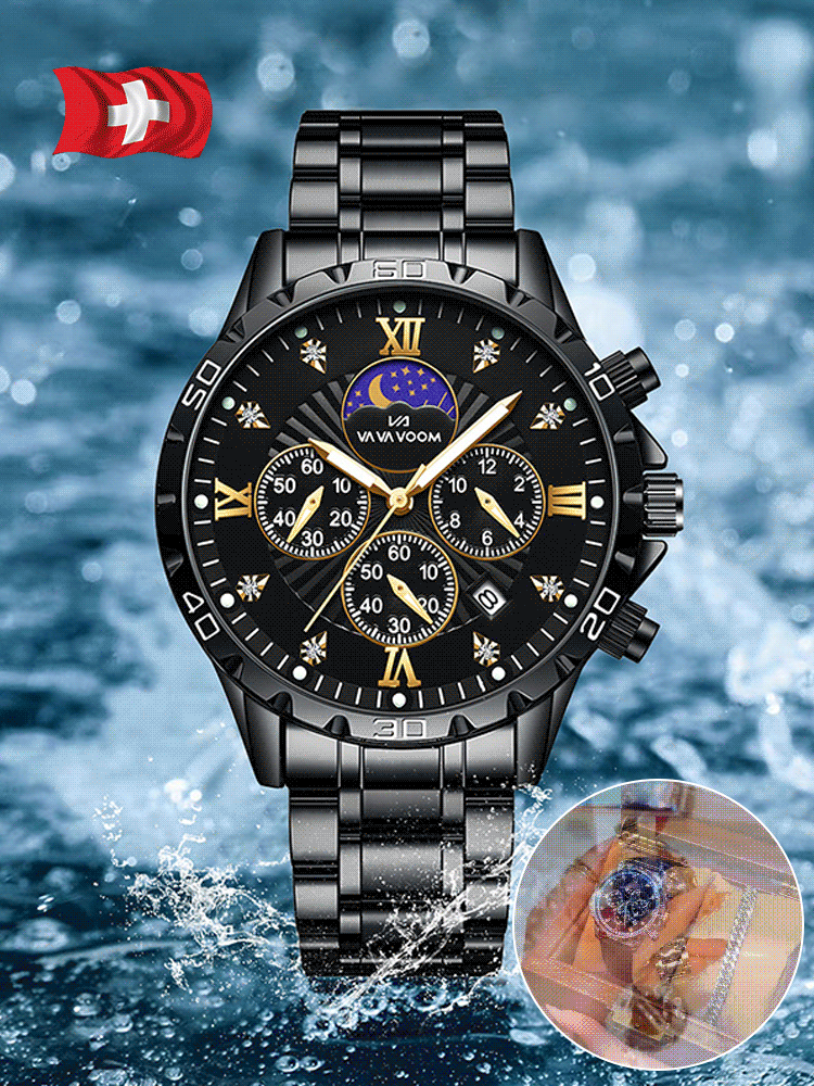 Reloj de pulsera para hombre con cronógrafo y calendario.