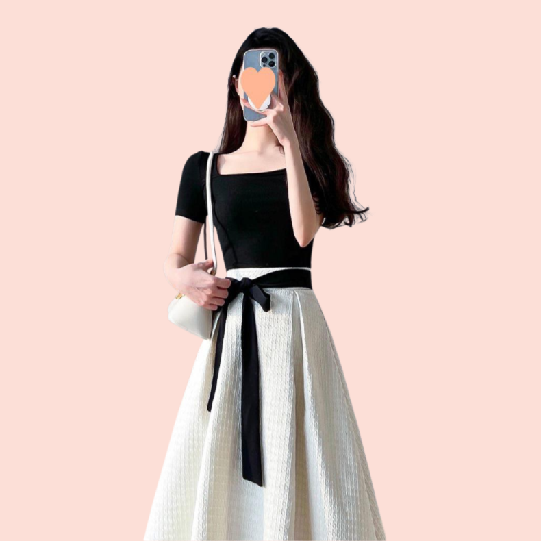 여성 여름 슬림핏 투피스 스커트 세트