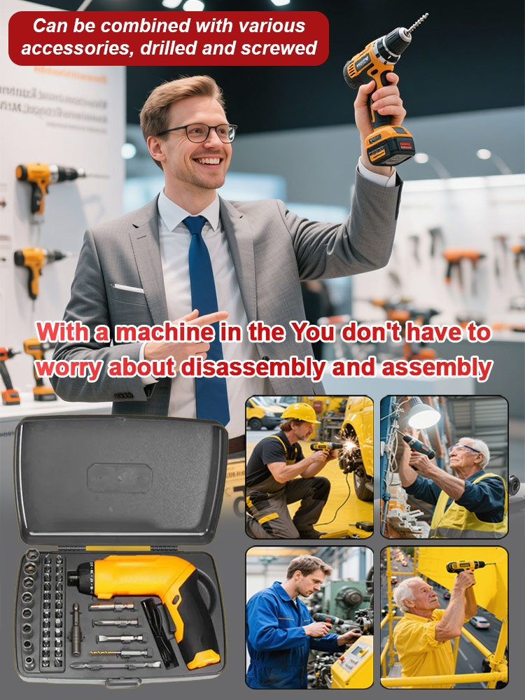 Multifunctional double bearing folding electric screwdriver electric drill