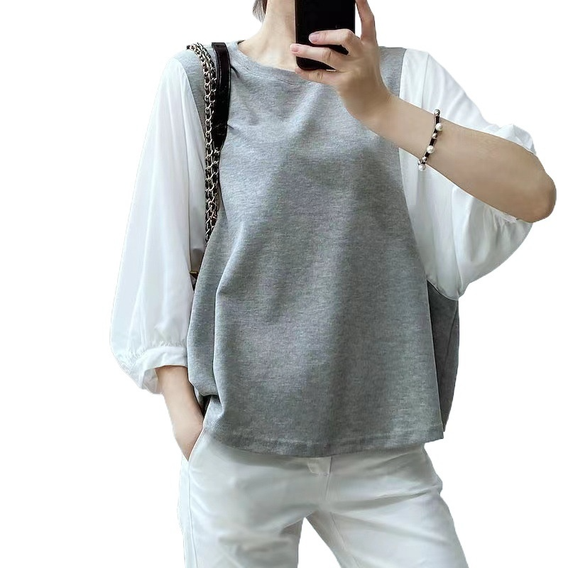 レディース ラウンドネック ゆったり 半袖 夏 半袖トップス ラウンドネックルーズ半袖レディースシャツ