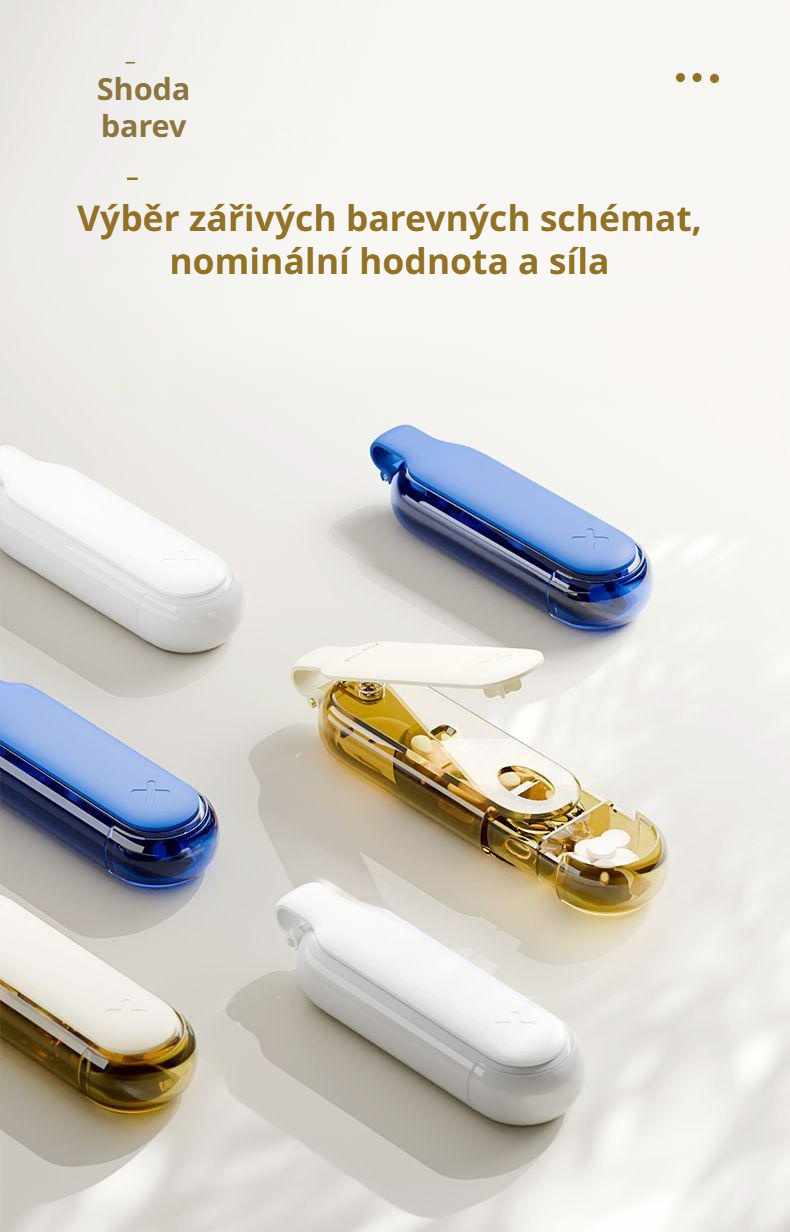 Praktický dávkovač léků s více přihrádkami