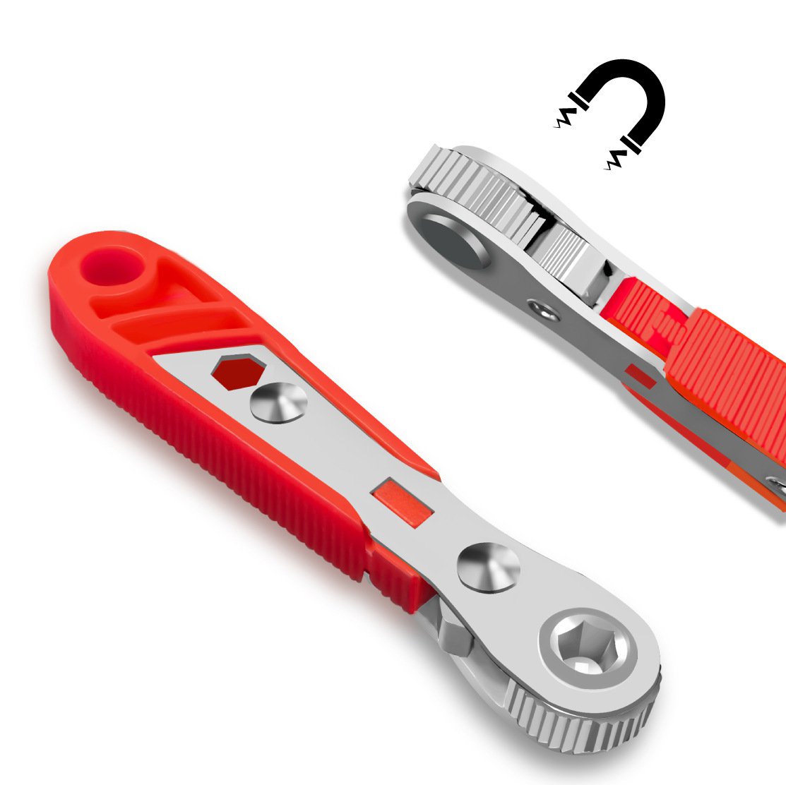 Zahnratsche, Reparatur kleiner Räume, Chargenkopf, Vorwärts- und Rückwärts-L-Biegeschlüssel