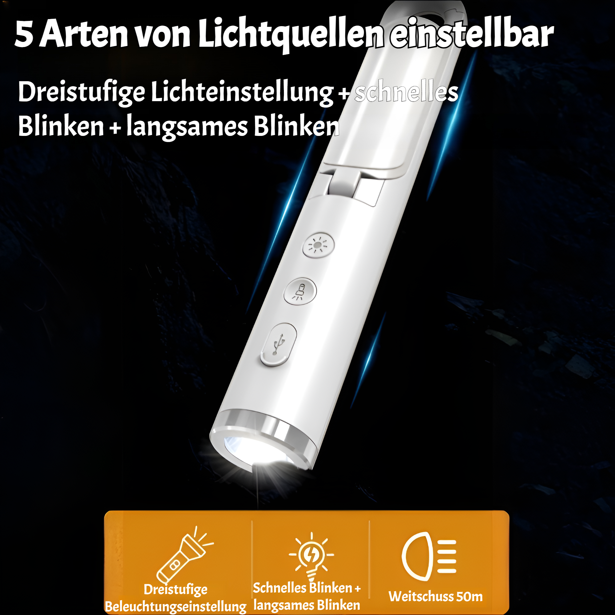 Vielseitige LED Taschenlampe für Wanderungen und Notfälle
