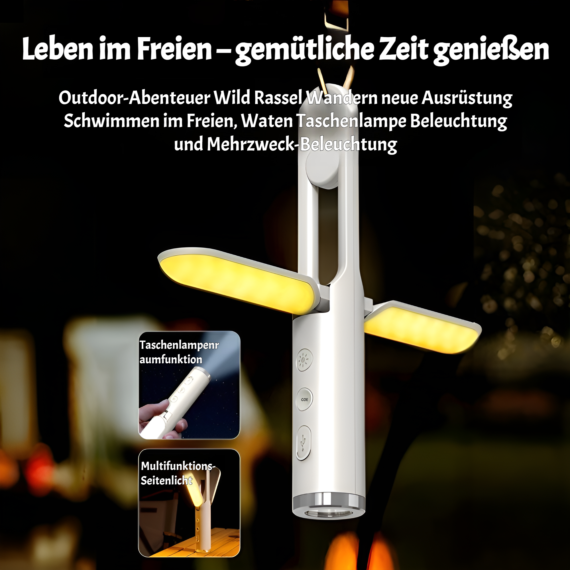 Neue faltbare Campingleuchte im Freien, Notfall-Campingleuchte, Multifunktions-Taschenlampe mit star