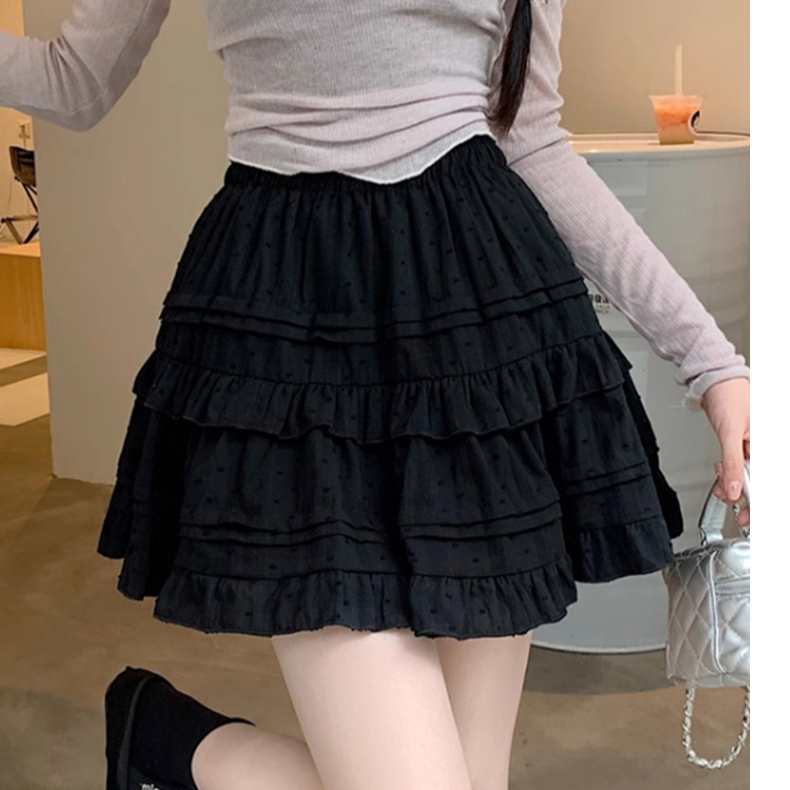 小さな女の子のための白いフリルスカート コットンラインスカート ケーキスカート ふんわりスカート ハーフスカート レディース