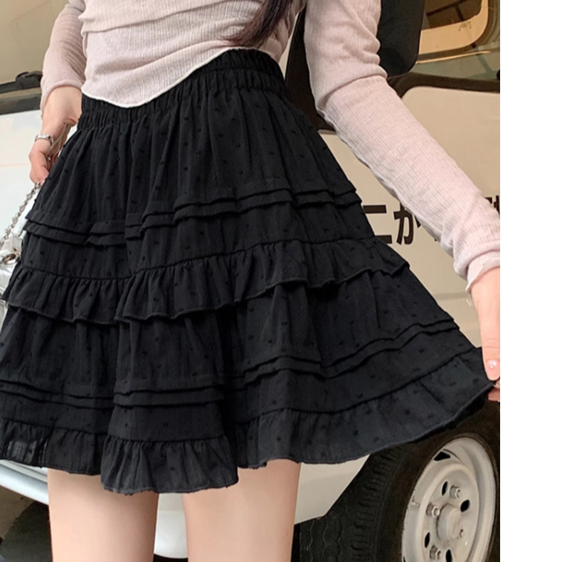 小さな女の子のための白いフリルスカート コットンラインスカート ケーキスカート ふんわりスカート ハーフスカート レディース