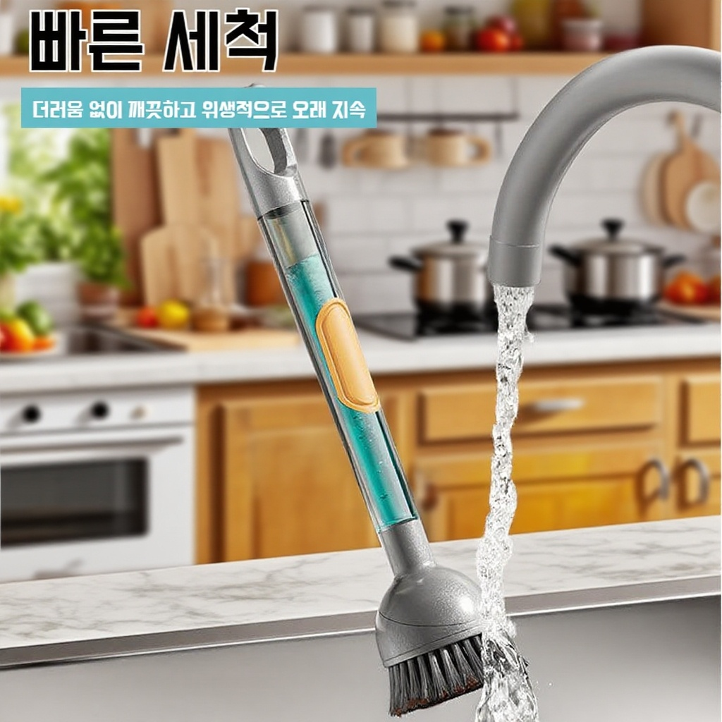 주방 전용 긴 손잡이 청소 브러쉬 세트