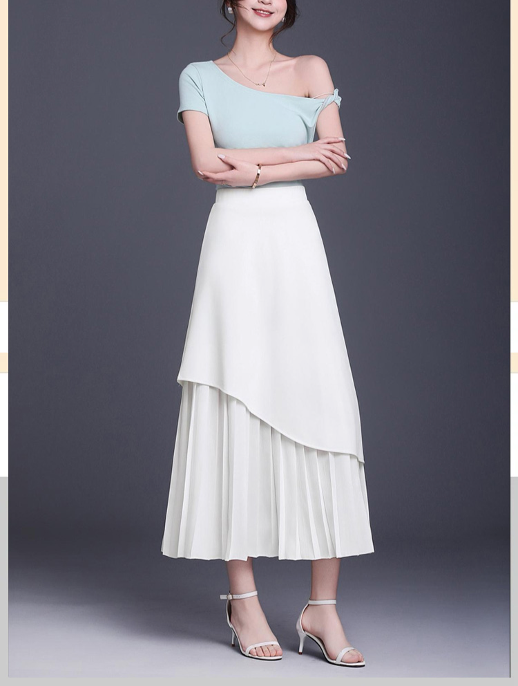 コーディネート例：カジュアルスタイルのフェイクレイヤードスカート