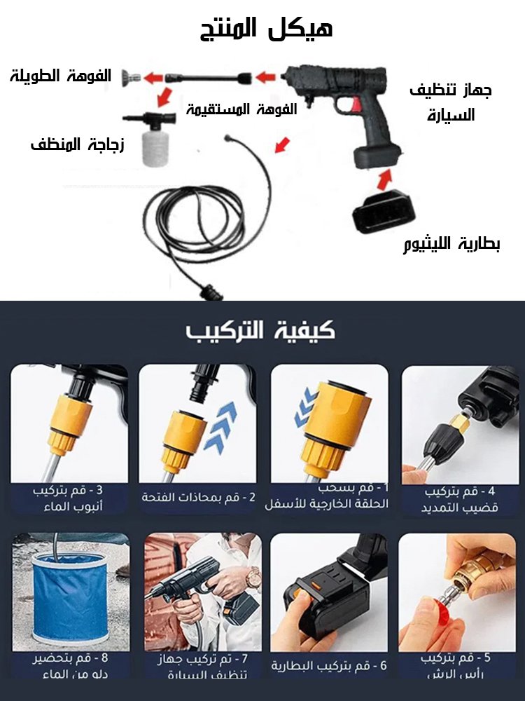 جهاز تنظيف السيارة مع  ضغط ماء عالي مذهل