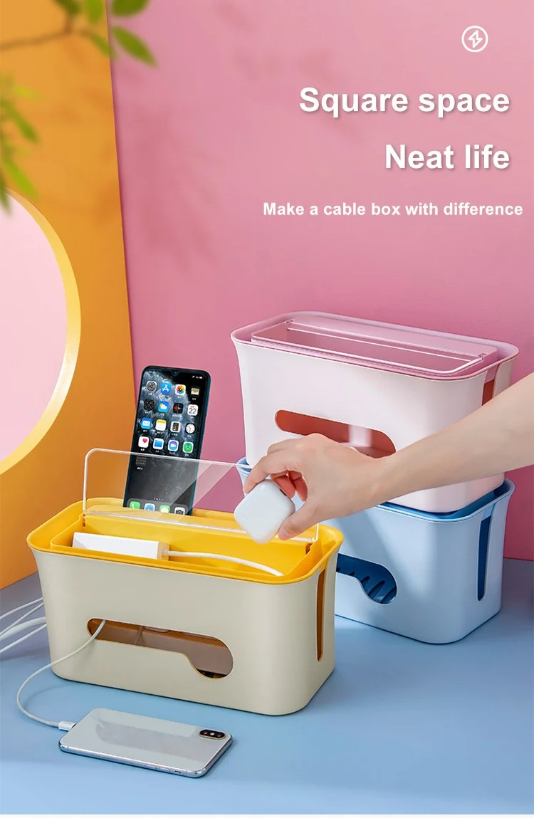 Multifunctional socket cable storage box for power cord organization