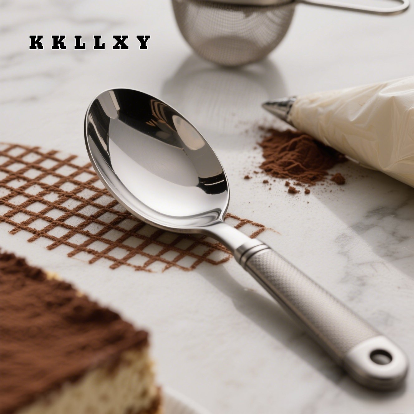 고급스러운 스테인리스 숟가락 클로즈업