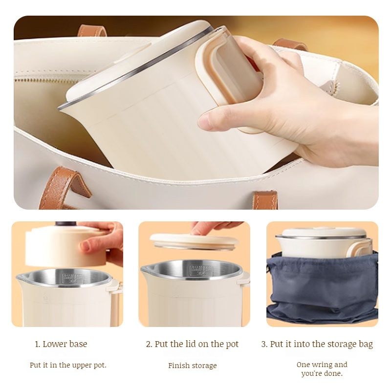 Portable storable small mini electric kettle folding separate portable kettle